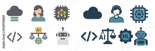 Exploring artificial intelligence and machine learning concepts through graphic illustrations in a tech environment