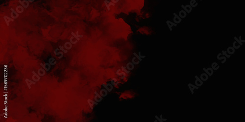  Red color powder explosion isolated on black background. Colorful dust explode. Paint Holi, dust particles splash. Network concept with spray. Futuristic technology element. 3D rendering.