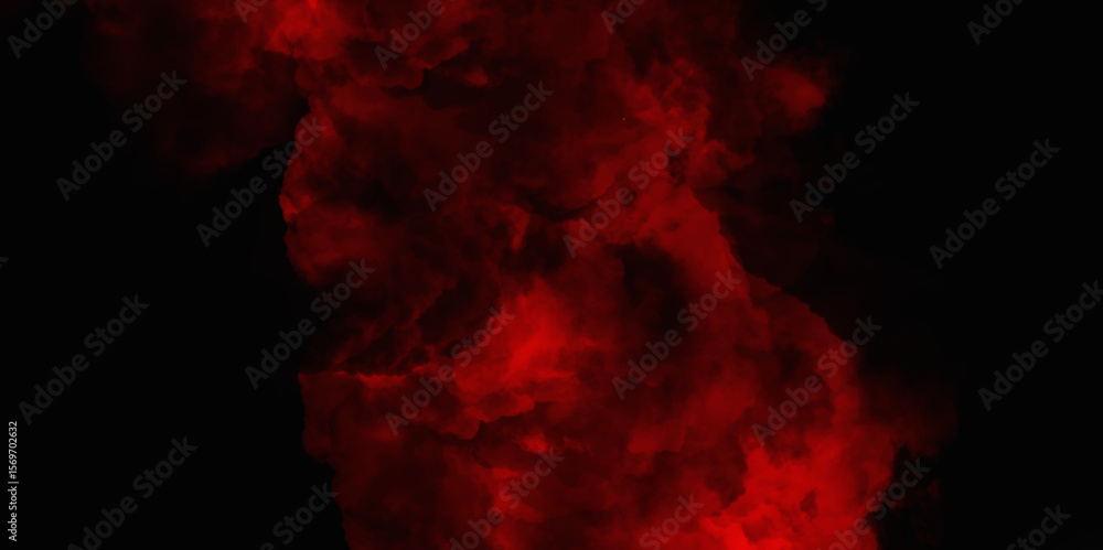 Obraz premium Red color powder explosion isolated on black background. Colorful dust explode. Paint Holi, dust particles splash. Network concept with spray. Futuristic technology element. 3D rendering.