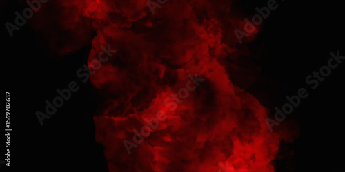  Red color powder explosion isolated on black background. Colorful dust explode. Paint Holi, dust particles splash. Network concept with spray. Futuristic technology element. 3D rendering.