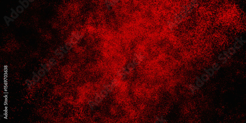  Red color powder explosion isolated on black background. Colorful dust explode. Paint Holi, dust particles splash. Network concept with spray. Futuristic technology element. 3D rendering.