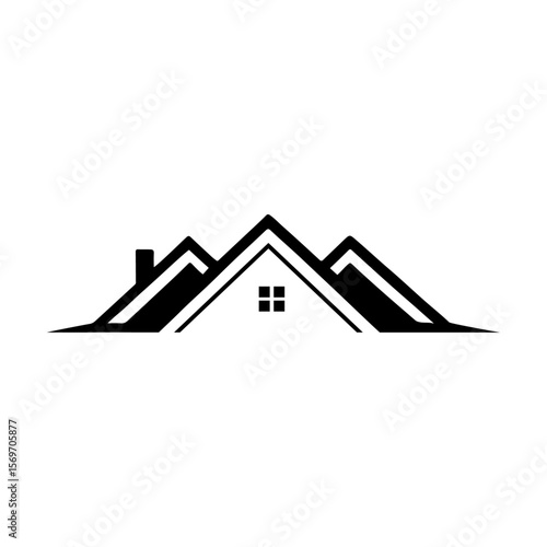 Architectural Icon: A simple, elegant, and modern monochrome depiction of a residential house, the epitome of shelter and the core of the idea of a home.
