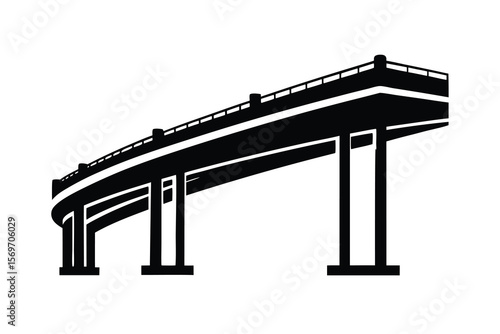 Black and White Silhouette of a Highway Overpass Bridge