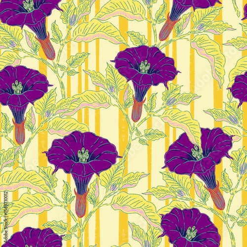 Modern illustration in retro style with sketch elements. Seamless pattern inspired by the Mediterranean