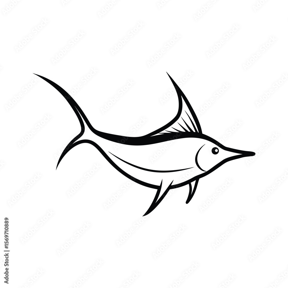Obraz premium sailfish line art