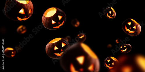 Halloween Pumpkin Stock Image In Black Background