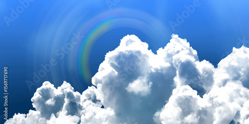 Bright Blue Sky with Fluffy White Clouds