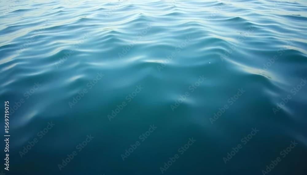 Naklejka premium Gentle Ocean Waves Create Tranquil Blue Scene in Serene Environment for Relaxation and Calmness