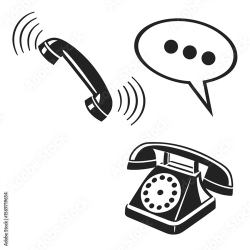 black telephone with a cord , ai generator