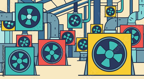 Industry equipment featuring ventilation systems, symbolizing air quality control and climate technology for advanced airflow management solutions