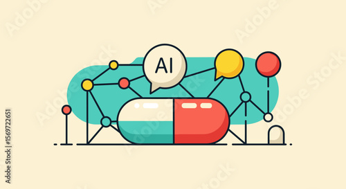 A detailed conceptual image showcasing artificial intelligence in healthcare medicine, representing technology's role in advanced pharmaceutical innovation