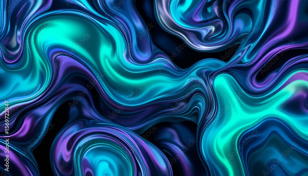 Fototapeta premium Abyssal Chroma Vortex - Liquid Metallic Dreamscape AI-Generated