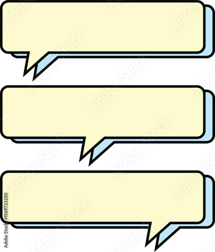 Speech bubble, speech balloon. Rectangular speech bubble template. Rectangular text frame, chat message
