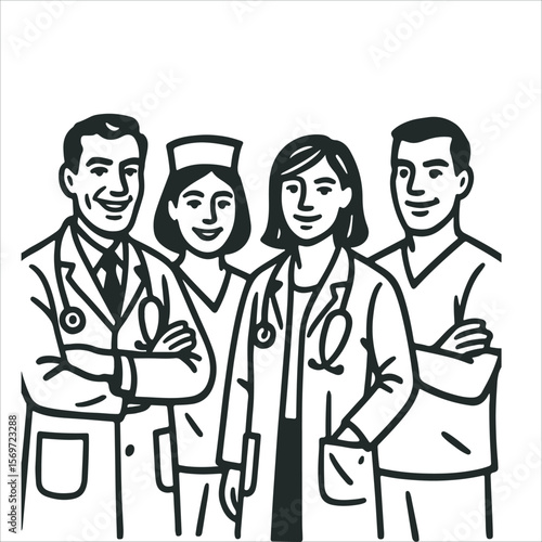 Doctors and nurses. Medical team of doctors and nurses in a hospital setting
