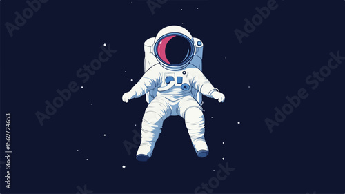 Futuristic Colored Astronaut Vector Illustration in Simple Flat Style