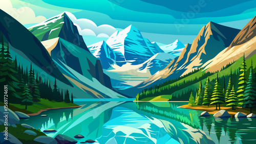 Banff National Park, Alberta – The emerald waters of Lake Louise shimmer beneath snow-capped mountains and a crystal-clear blue sky, capturing the peaceful grandeur of alpine wilderness.