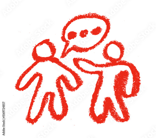 Two People Arguing Icon Crayon Chalk Drawing Vector