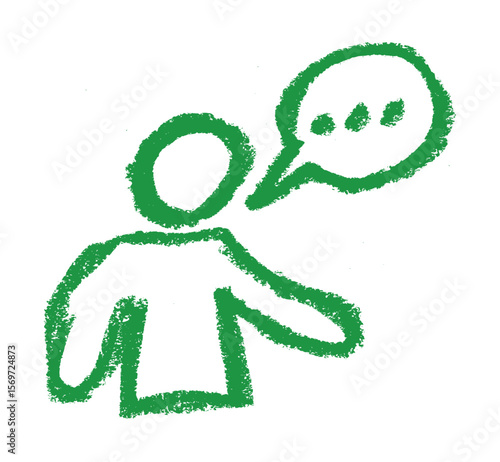 Person Arguing Icon Crayon Chalk Drawing Vector