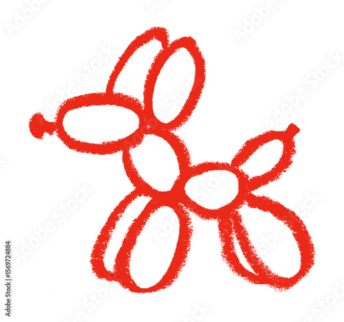 Balloon Poodle Icon Crayon Chalk Drawing Vector
