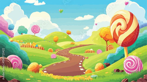 Colorful Candy Land Game Background Vector Illustration for Adobe Stock Photos