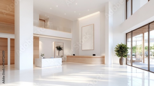 Wallpaper Mural Modern office interior with minimalist design and natural light flowing through large windows. Torontodigital.ca