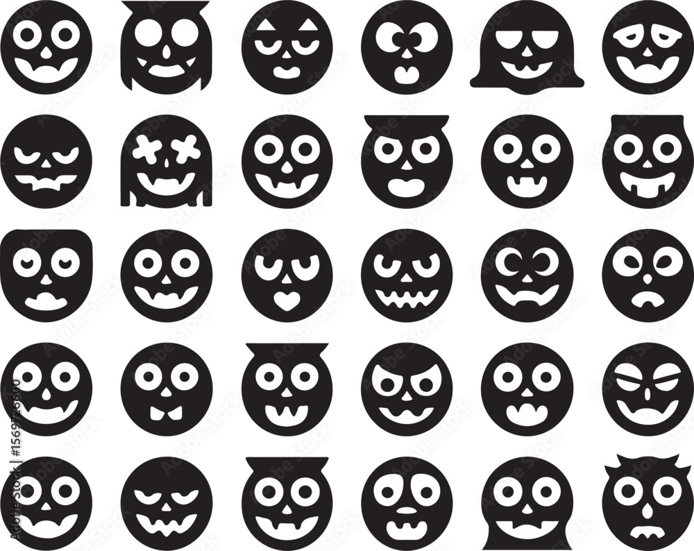 Collection of Spooky Halloween Faces