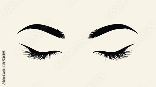 Mesmerizing Dreamy Black Closed Eyes Stylized Illustration
