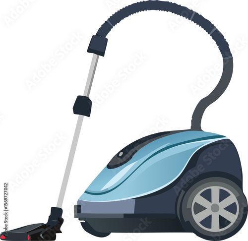 Playful Vacuum Cleaner Pulling Its Power Plug Along