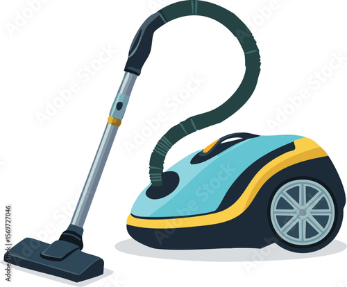 Playful Vacuum Cleaner Pulling Its Power Plug Along