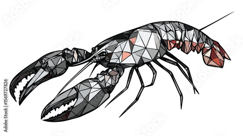 Geometric Lobster Illustration - Abstract Stylized Marine Life Art