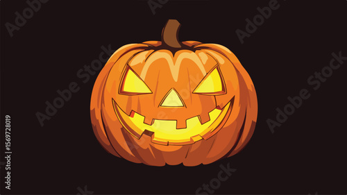 Simple Flat Carved Pumpkin Halloween Icon Vector for Graphic Design Projects
