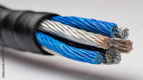 Detailed View of Multi-Core Electrical Cable Conductors