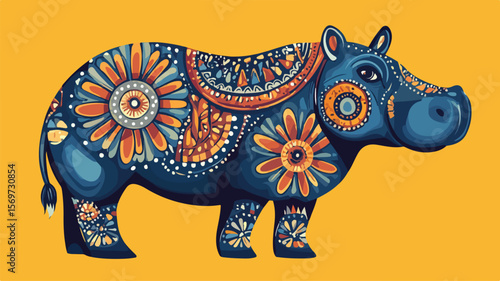 Mandala Hippopotamus Simple Flat Vector Isolated