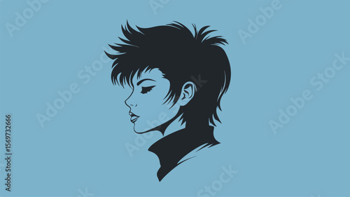 Minimalist Mullet Hairstyle Icon for Modern Designs
