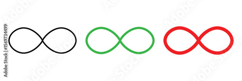 Infinity loop colorful symbol outline bold icon vector illustration with black green red eternity sign in minimal abstract graphic style.