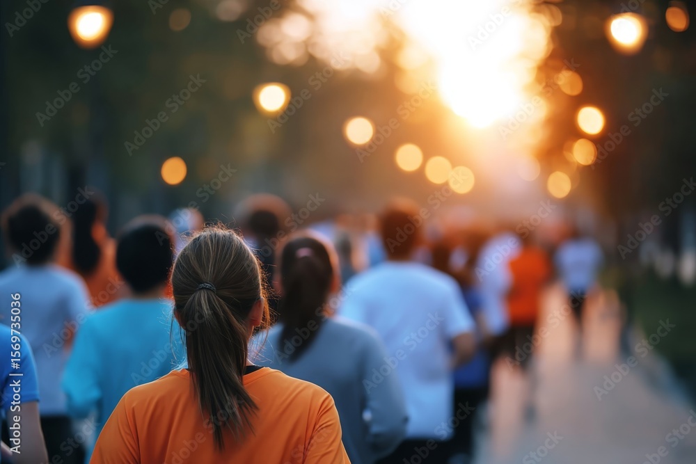 Fototapeta premium Capturing the joy of wellness through a bokeh lens at a charity event.