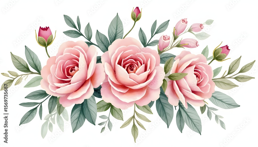 Fototapeta premium Beautiful bouquet of pink roses. Represents love, romance, beauty, or celebration. Elegant and classic.