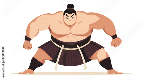 Sumo Wrestling Heavyweight Traditional Fight Illustration EPS
