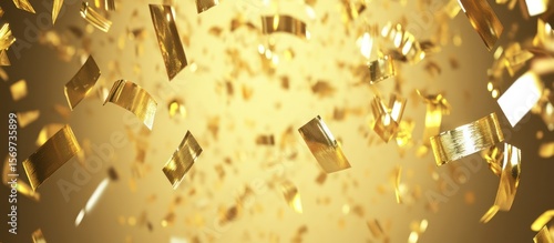 Golden confetti shower, a vibrant festive background for celebrating momentous occasion