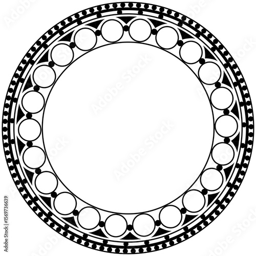 Geometric Art Deco Circle Frame Transparent svg background art deco tribal pattern gothic rose window vector black halo surround classic old traditional rosette church cathedral medieval architecture