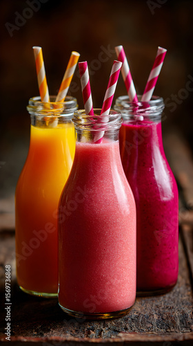 Refreshing Fruit Smoothies A Colorful Trio