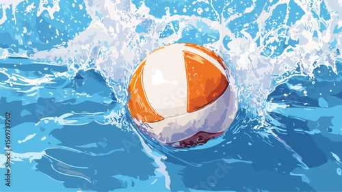 Dynamic Water Polo Ball Splash Stroke Vector Illustration