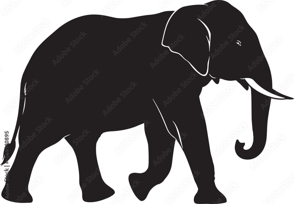 Fototapeta premium Black Silhouette of an Elephant Walking animal
