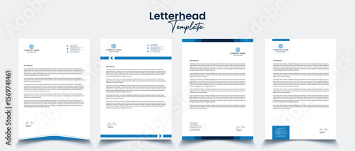 Modern Corporate professional and creative letterhead design template with Blue, gray, green, yellow, black and red color. Clean letter head, Business letterhead design template vector design.