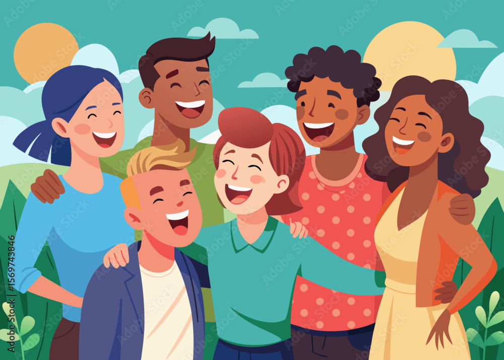 Diverse Group of Friends Laughing Outdoors Diverse Group of Friends Laughing Outdoors