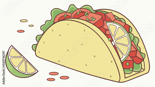 illustration vector of taco with salsa and lime