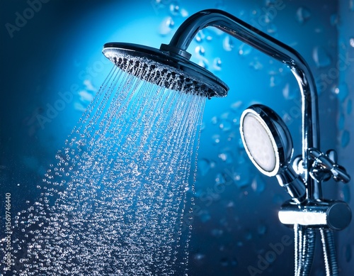 relaxing shower blue background perfect for spa bathroom or wellness themes bathroom droplets