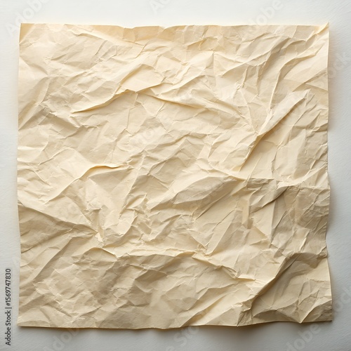 Wallpaper Mural Crumpled beige paper texture with visible creases and folds. The surface appears wrinkled and uneven, suitable for backgrounds or artistic projects. Torontodigital.ca