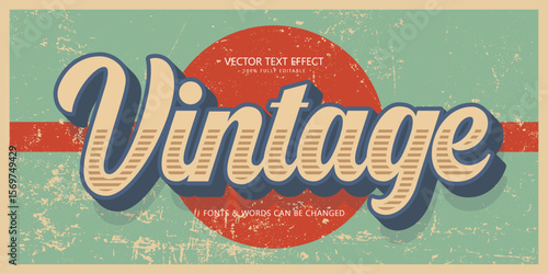 Retro vintage editable text effect, Script text style