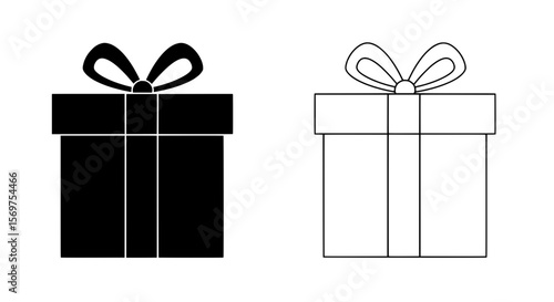 Gift Box Duo: Two gift boxes in a striking black and white contrast, symbolizing the giving and receiving of presents. The minimalist design enhances a sense of anticipation and celebration.